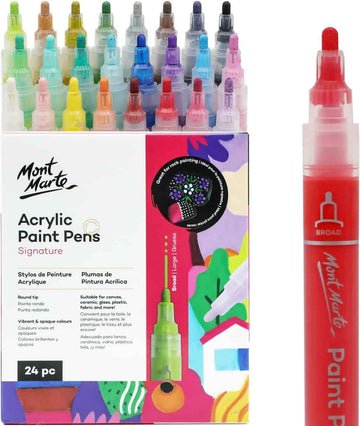 Mont Marte Signature Acrylic Paint Pens,24 Piece,Round Tip (3mm)