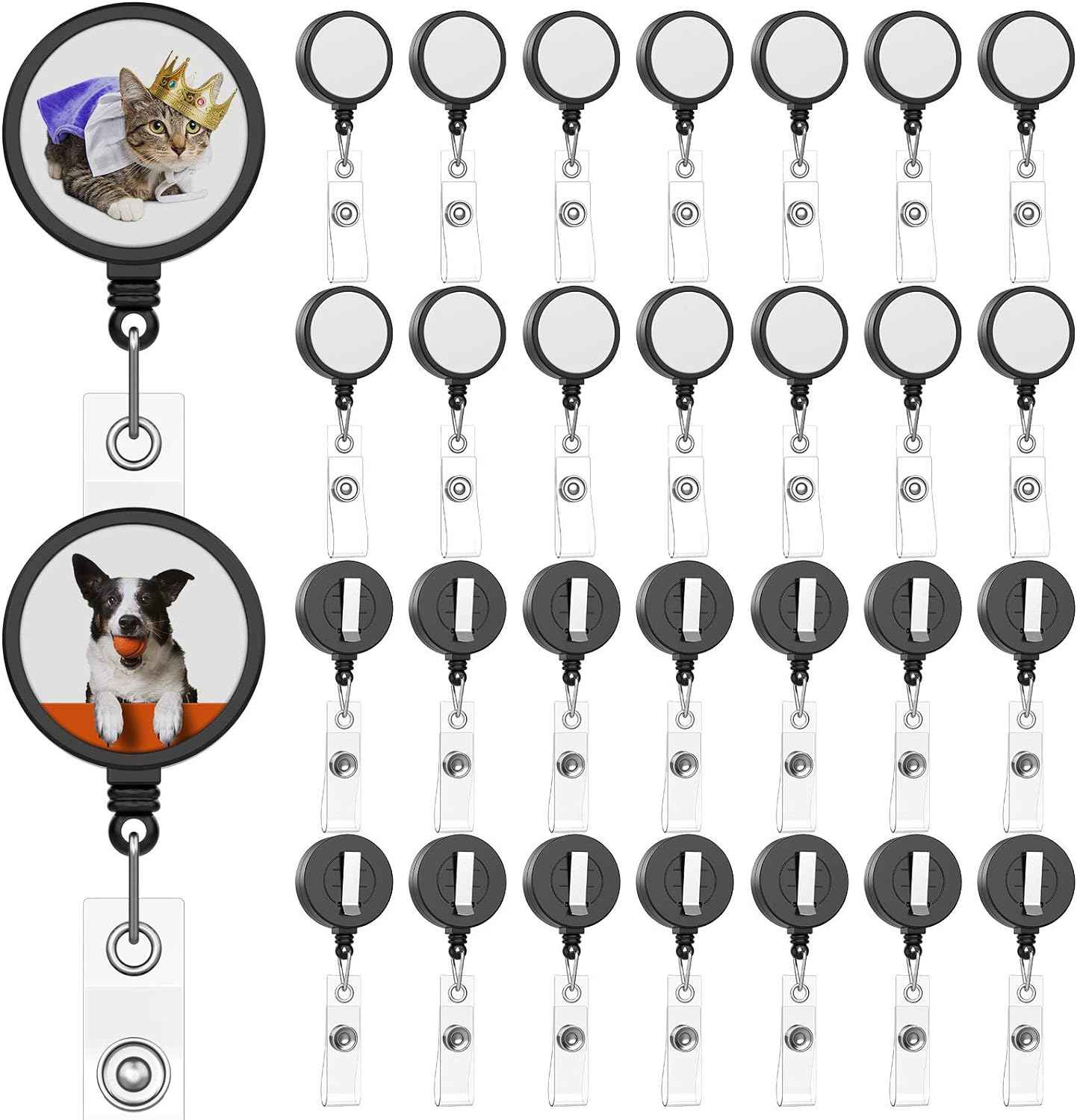 28Pcs Blank Sublimation Tag Holder for ID Card Keys Name Tag DIY Black