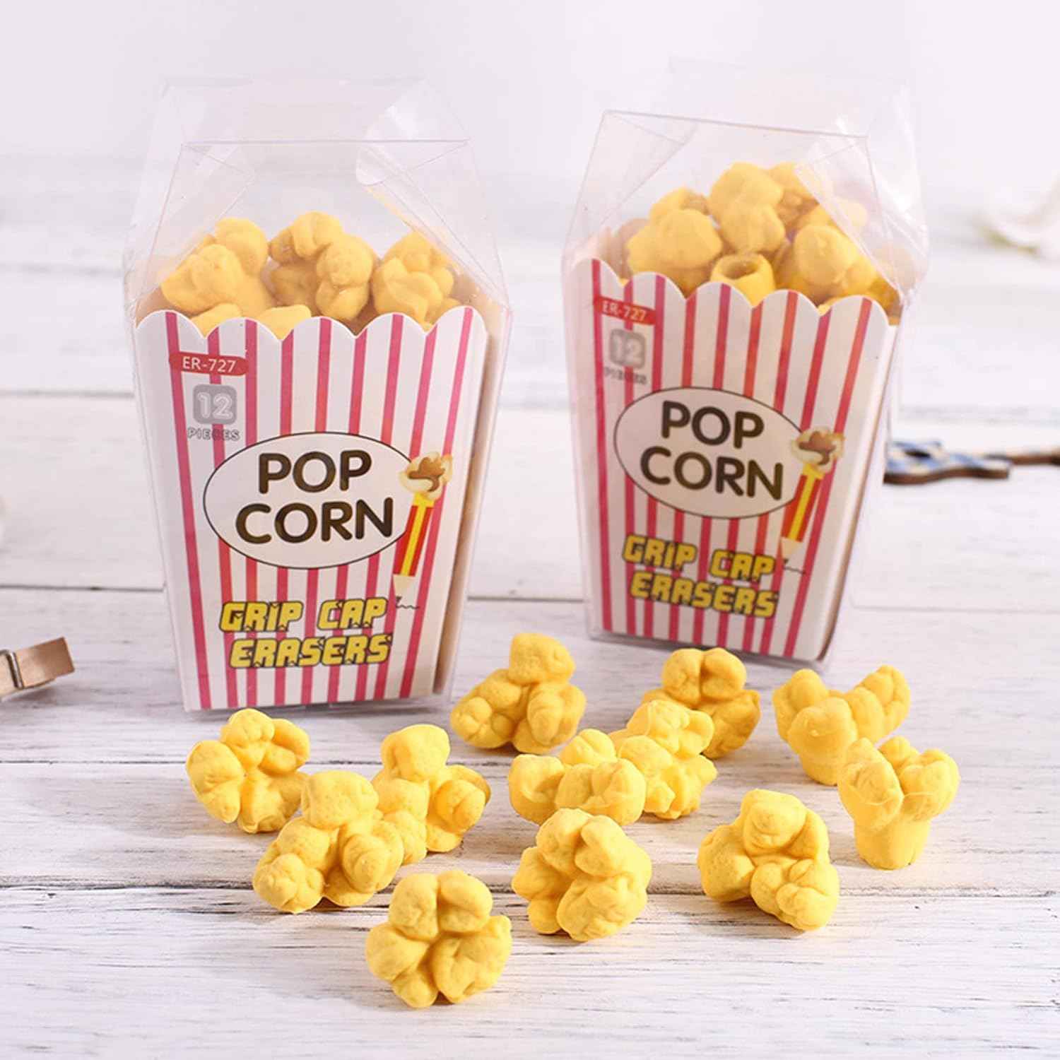 Food Popcorn Pencil Top Erasers 36 Pack