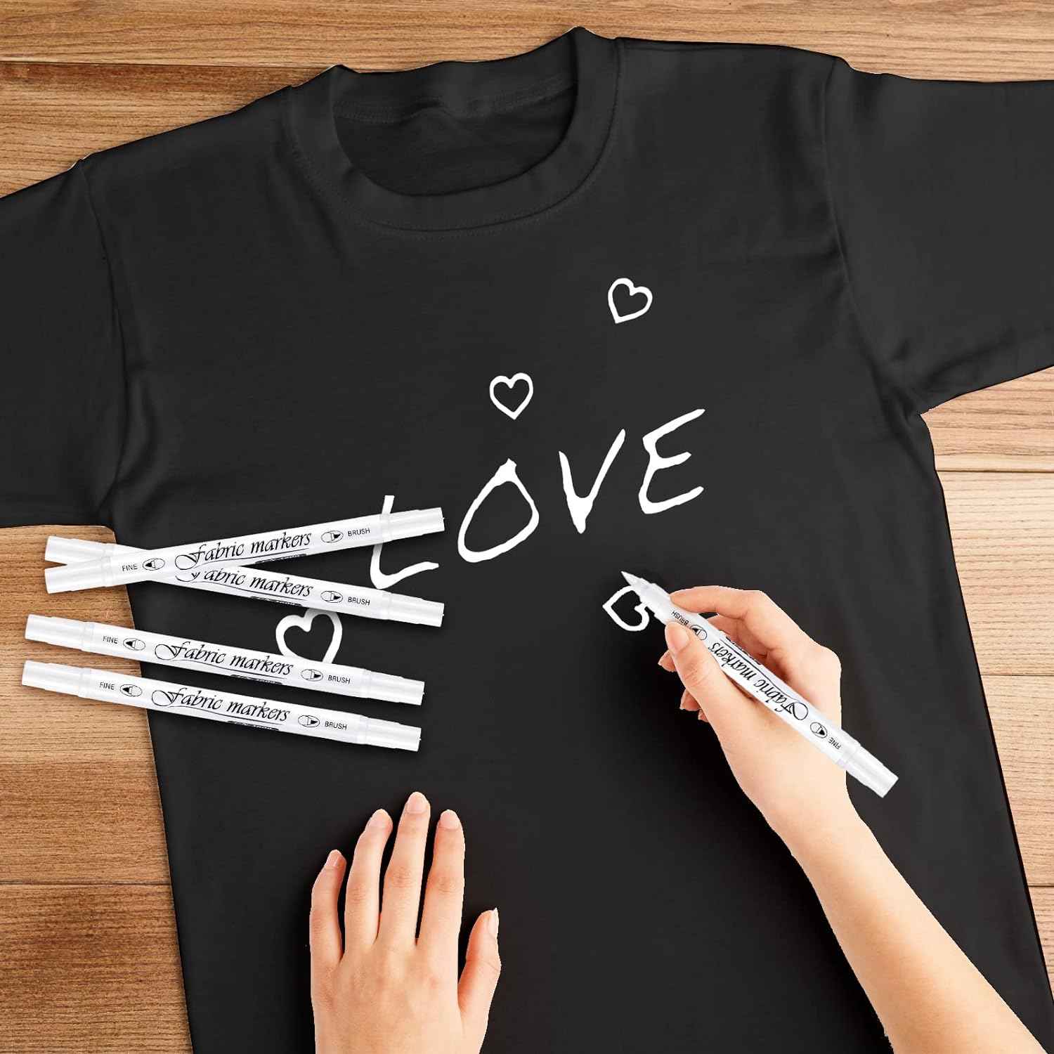 Guangna 6Pcs Fabric Markers Double Ended White Black Color