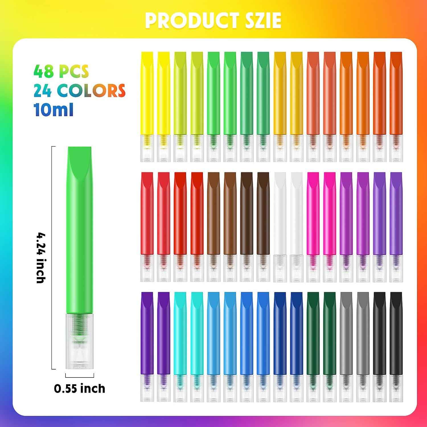 48Pcs Suncatcher Paint Pens for Kids Stained Glass Window 24 Color