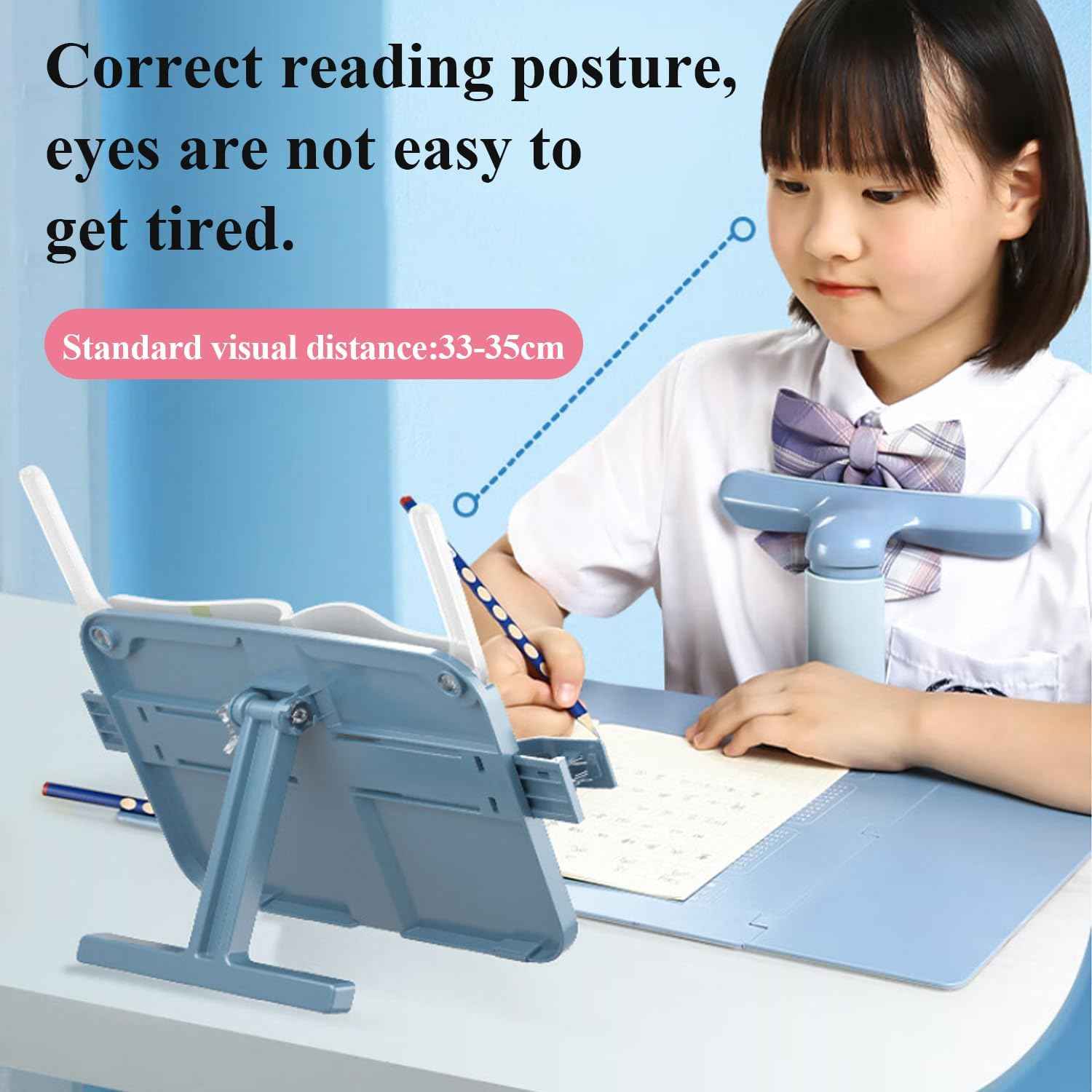 Hands-Free Desktop Book Stand for Kids with Paper Clip