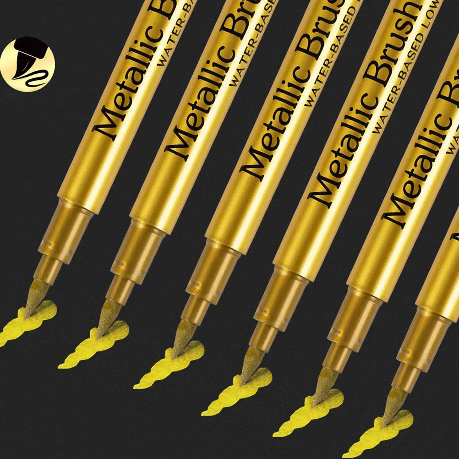 Guangna 550B 12pcs Metallic Brush Craftwork Marker Pens Gold