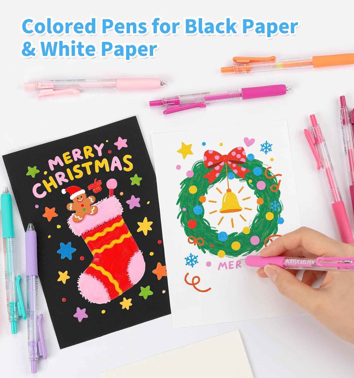 Languo 54 Colors Retractable Gel Pens 0.7mm for Coloring Drawing