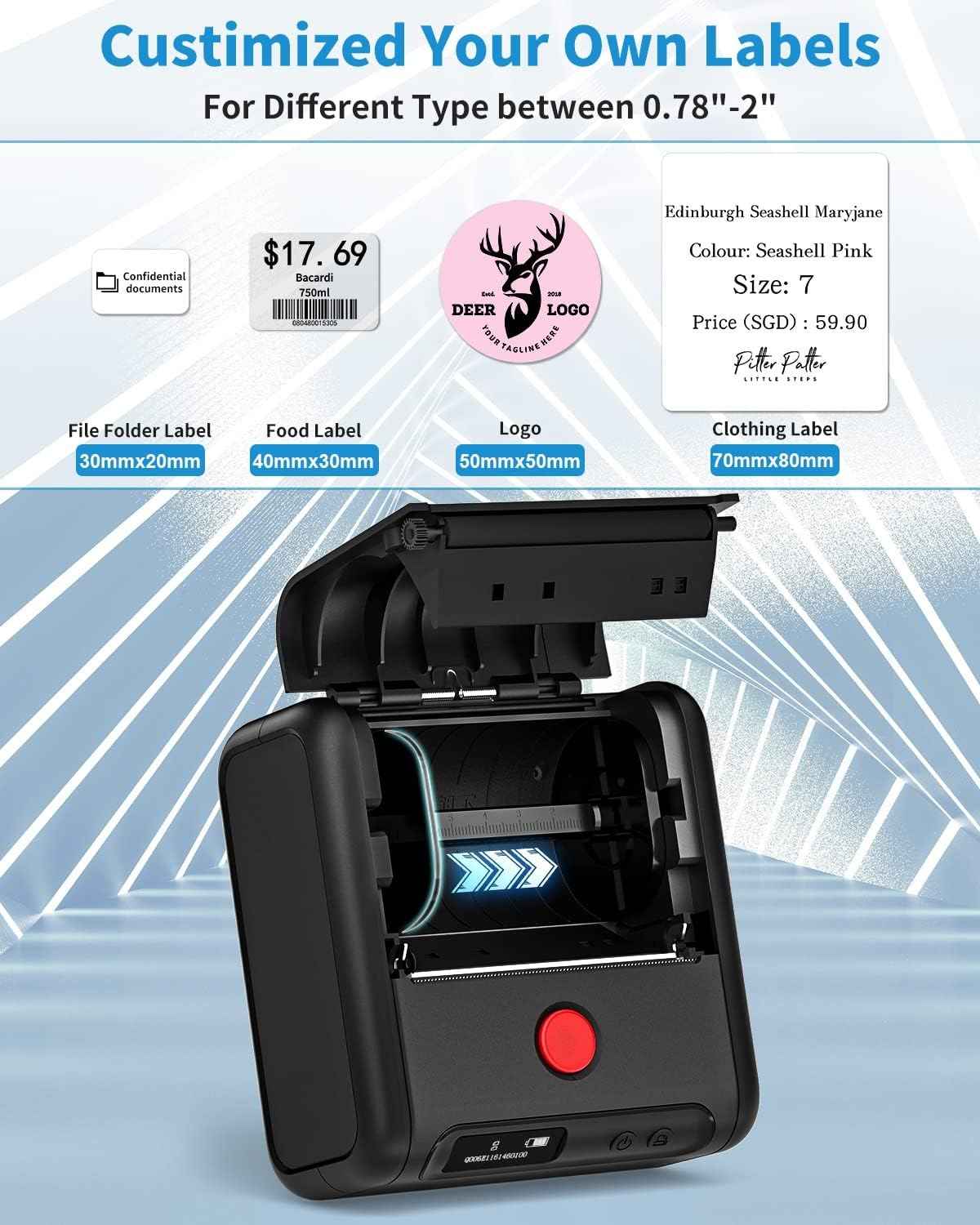 Phomemo M200 Label Maker,Bluetooth Thermal Label Printer (Type-C Charger)