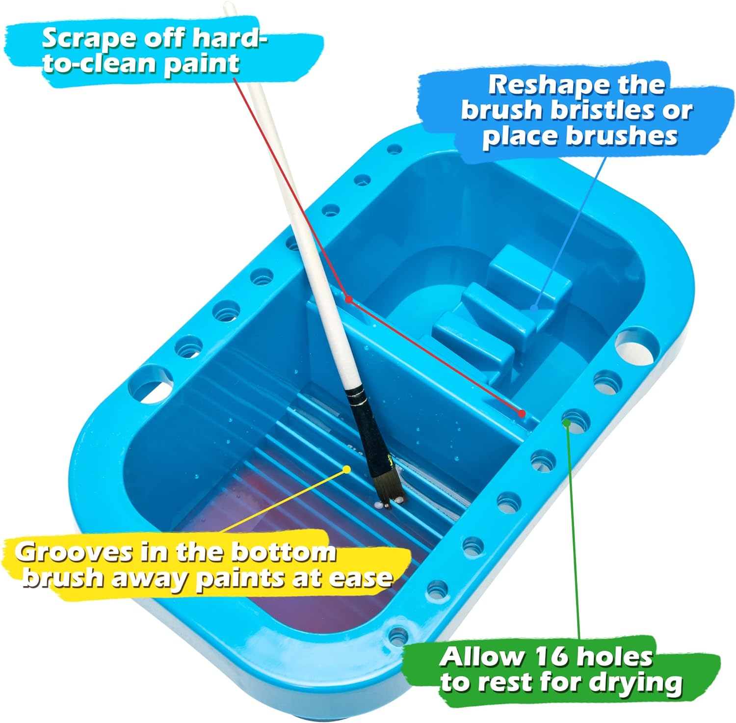 Paint Brush Cleaner Holder and Organizers with Palette