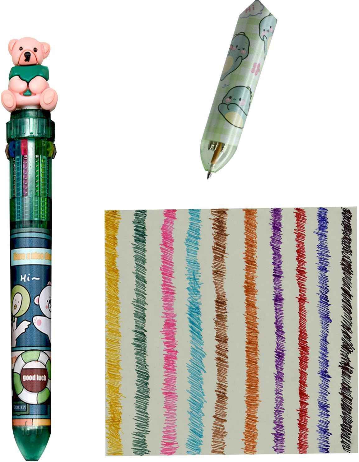 8PCS Multicolor Ballpoint Pen 10-in-1 Animal Retractable Pens