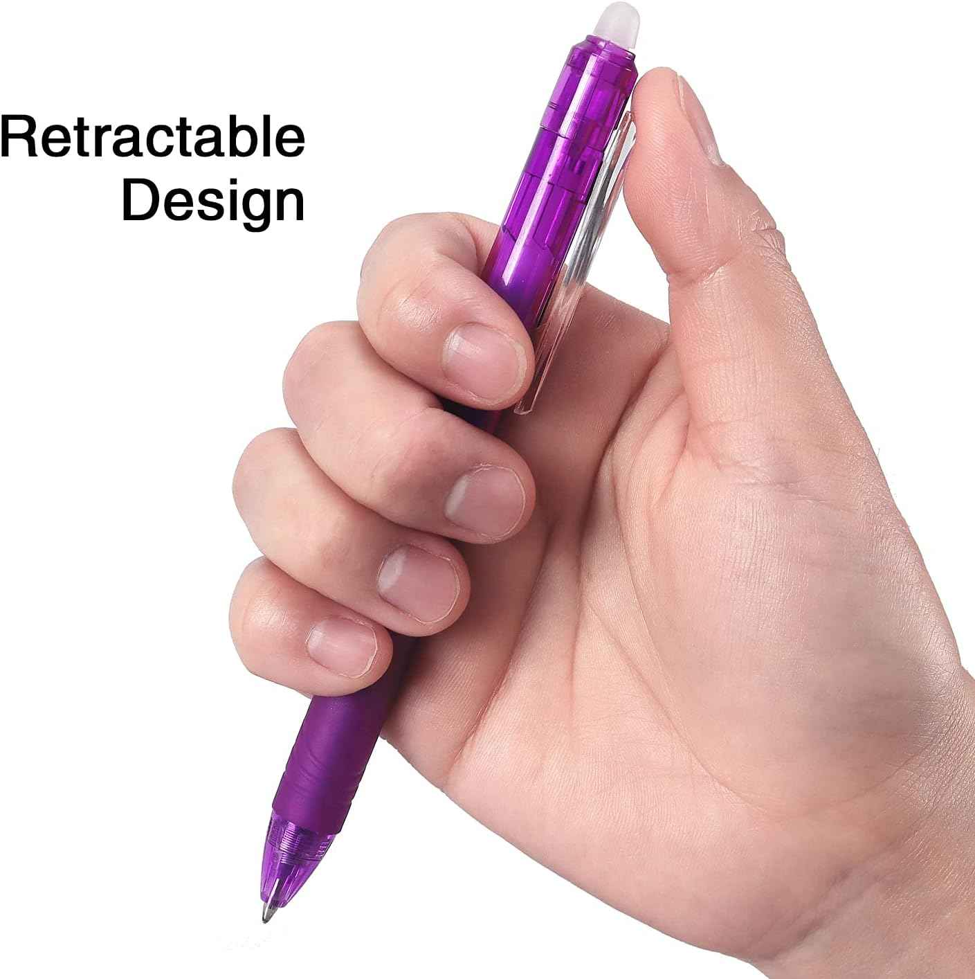 8 Pack Retractable Erasable Gel Pens Clicker Fine Point 0.7mm
