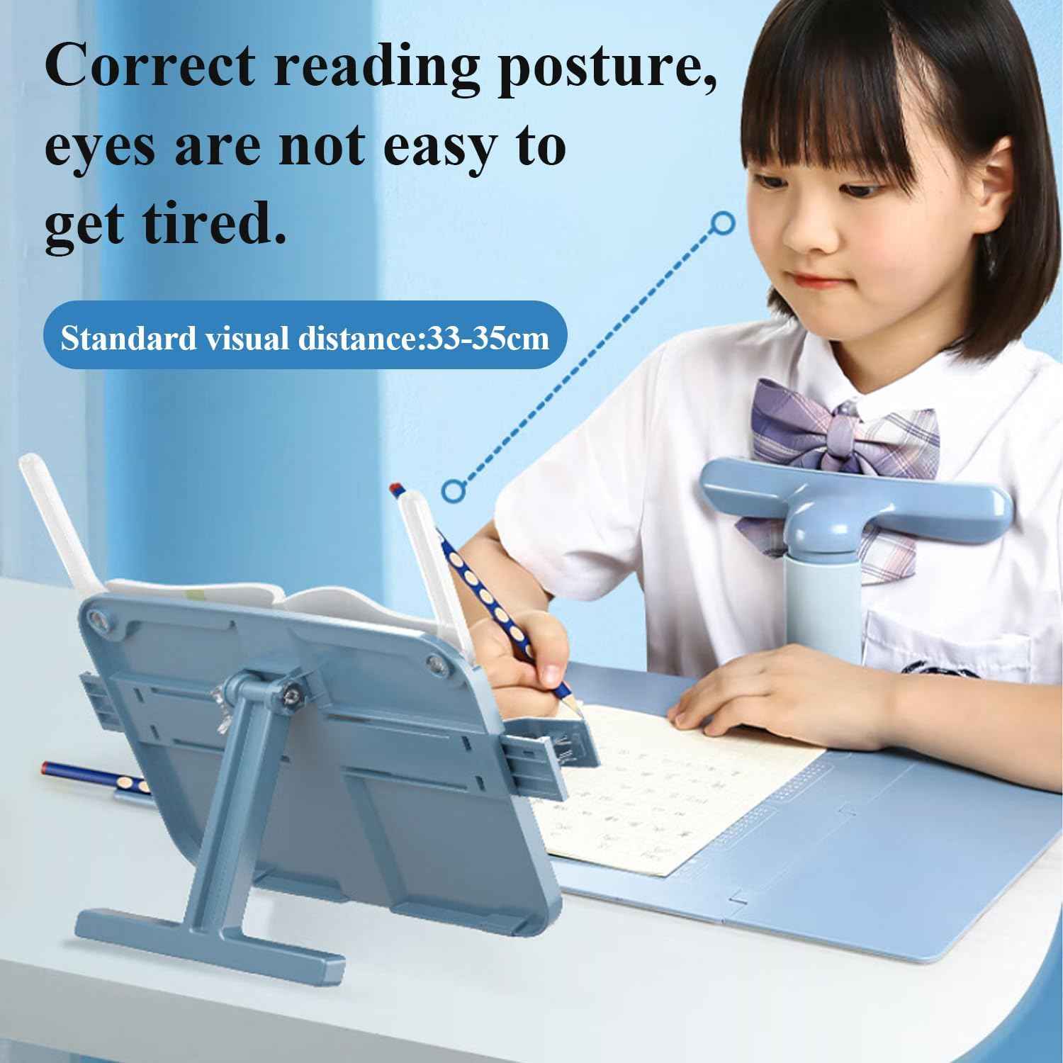 Hands-Free Desktop Book Stand for Kids with Paper Clip