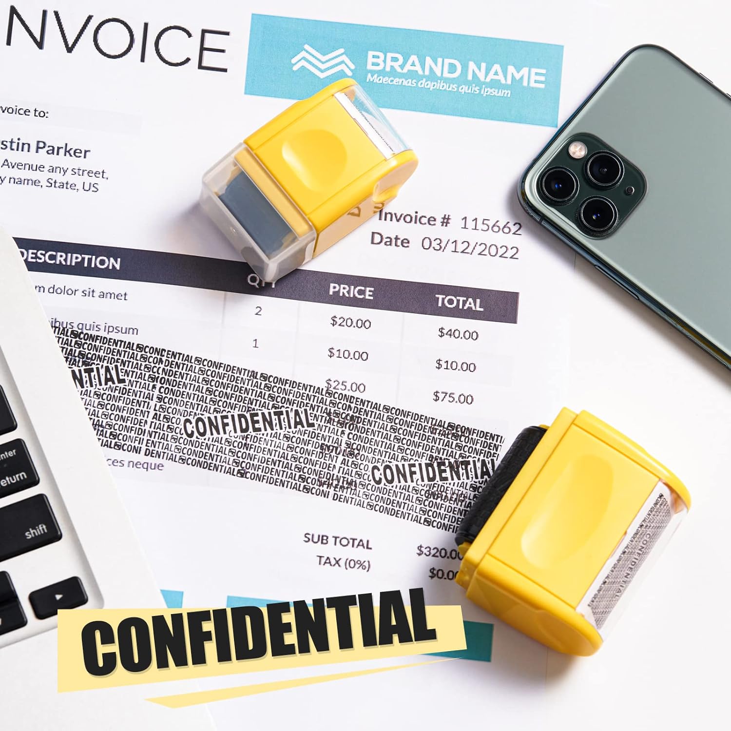 3 Pack Identity Protection Roller Stamps