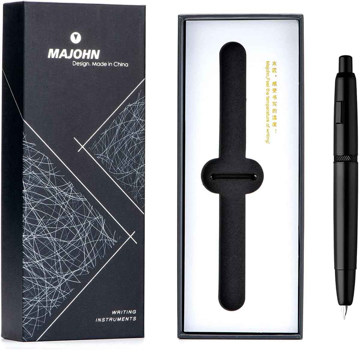 Majohn A1 Press Fountain Pen with Box,Retractable Extra Fine Nib