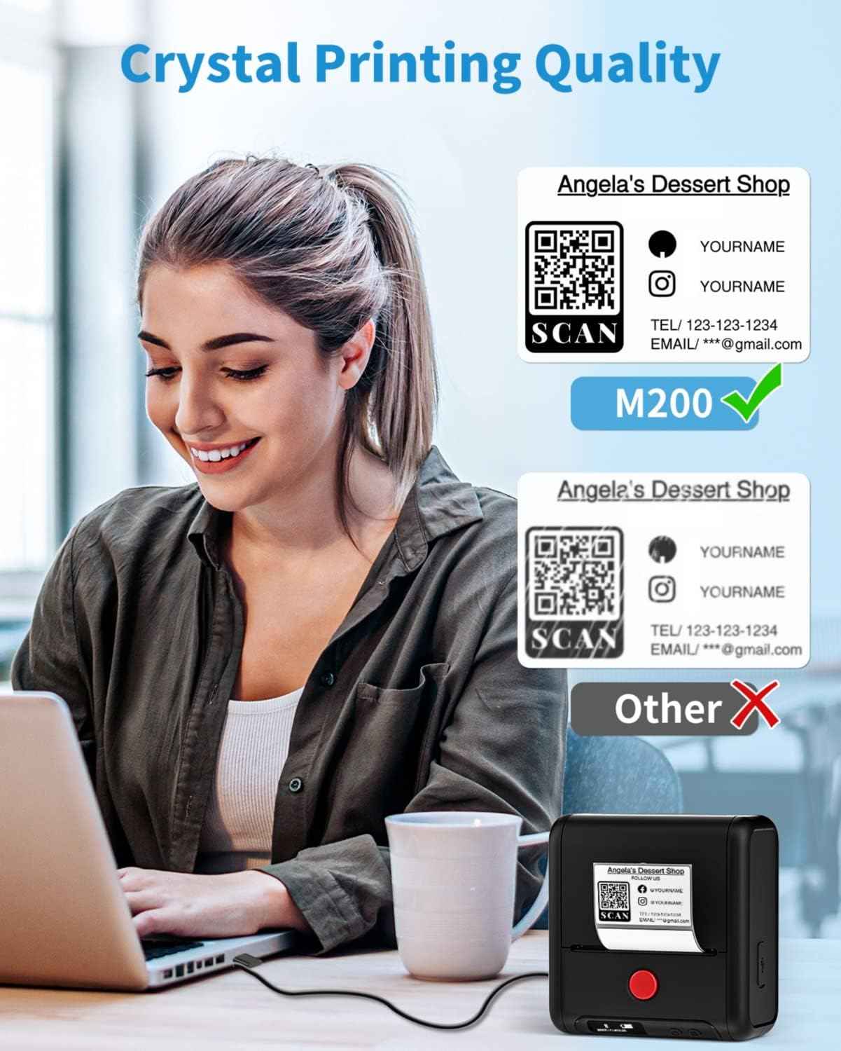 Phomemo M200 Label Maker,Bluetooth Thermal Label Printer (Type-C Charger)