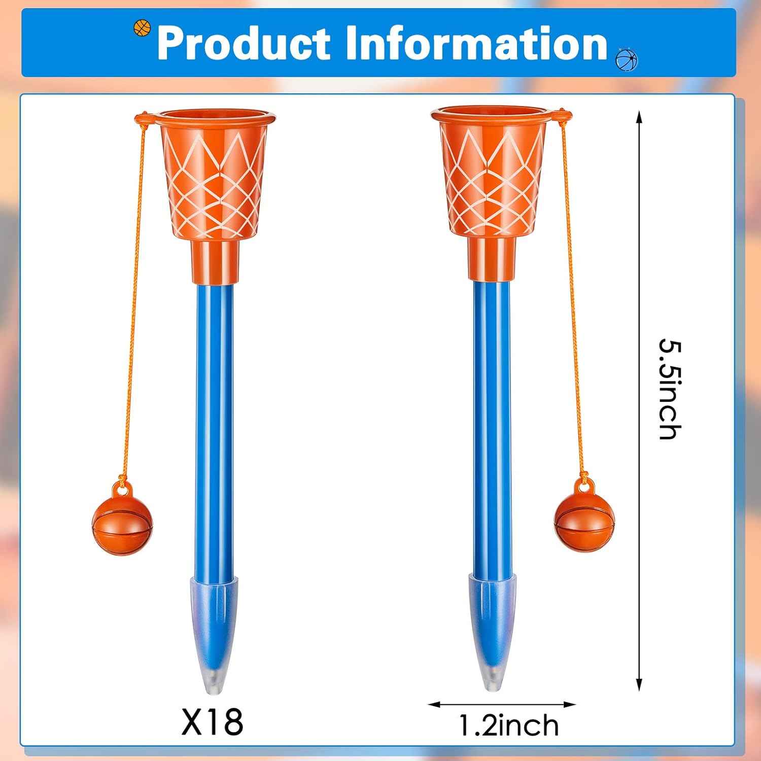 18PCS Basketball Hoop Ballpoint Pens for Birthday School Party Favors
