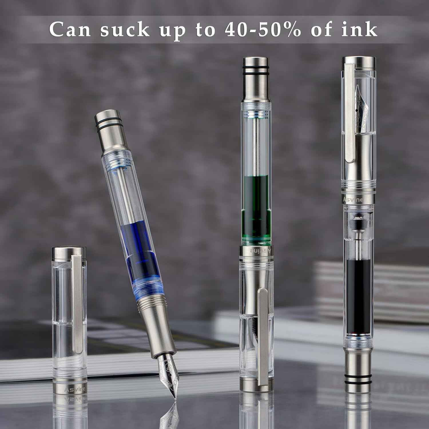 Asvine V200 Titanium Fountain Pen Vacuum Filling Iridium Nib