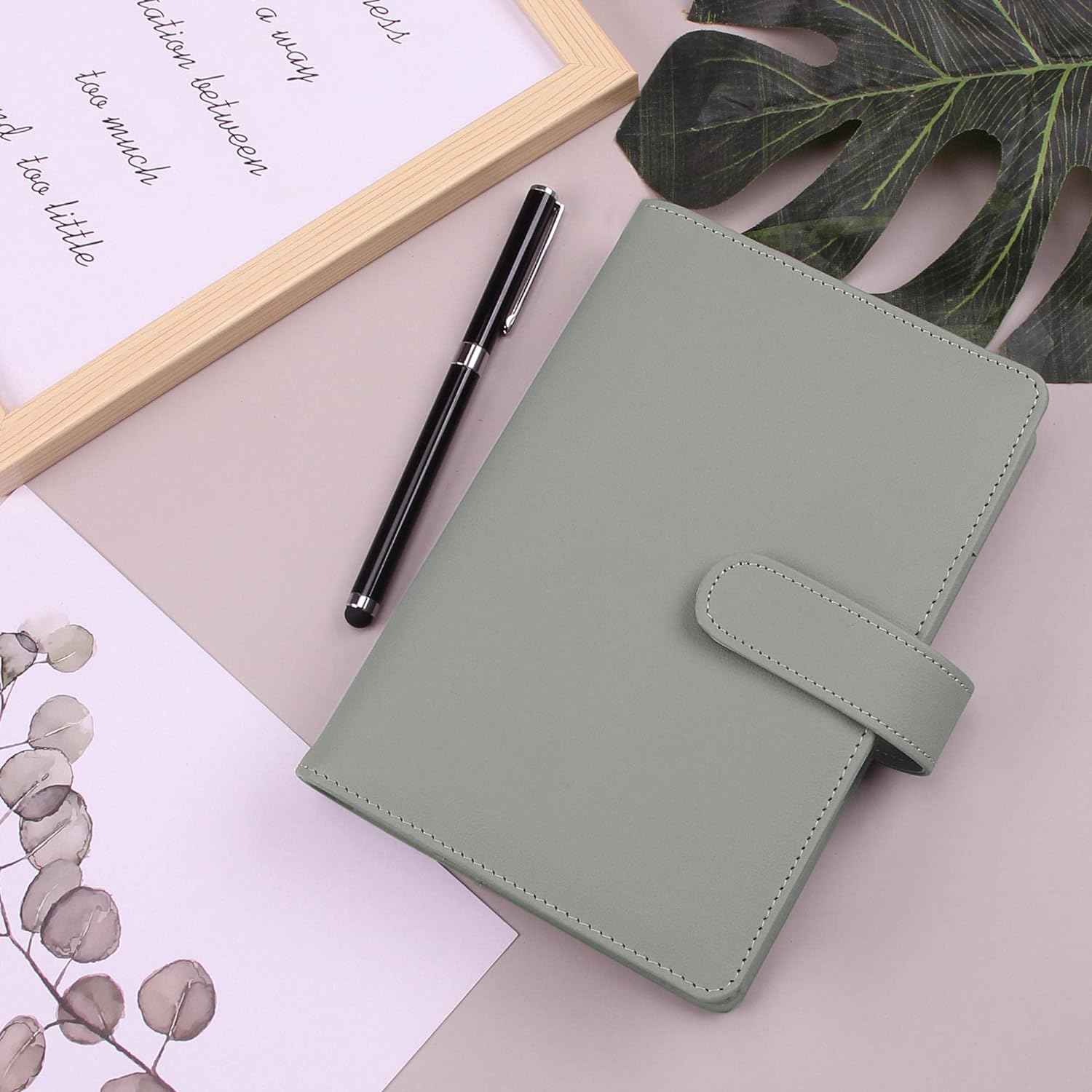 A6 Budget Binder,PU Leather with 12PCS Cash Pockets
