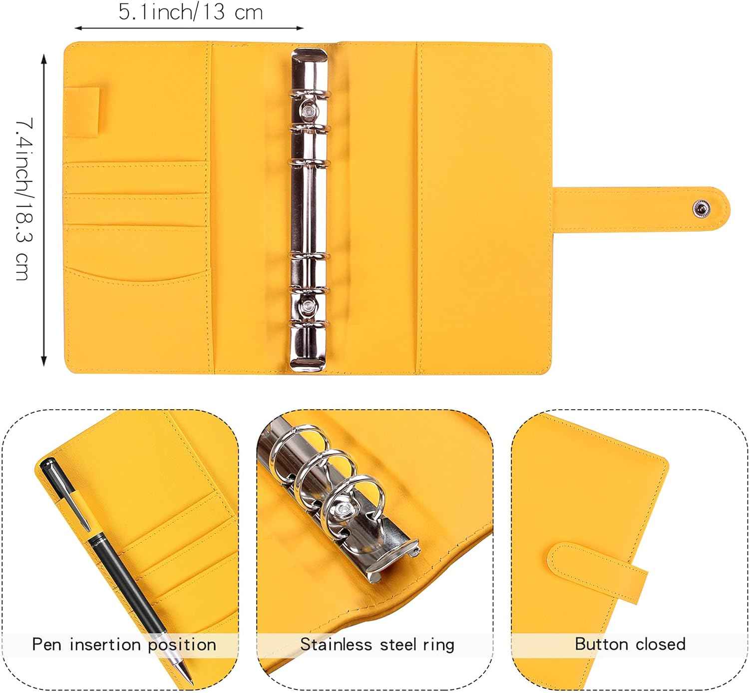 A6 Budget Binder,PU Leather with 12PCS Cash Pockets