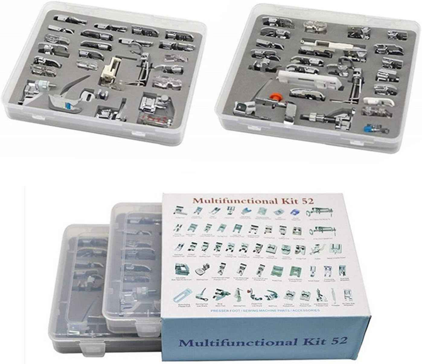 Sewing machine presser foot multifunction kit 52 in two open plastic cases