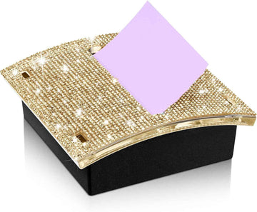 Rhinestone Self Stick Notepad Holders 4x4 Inches Memo Note Dispenser Gold