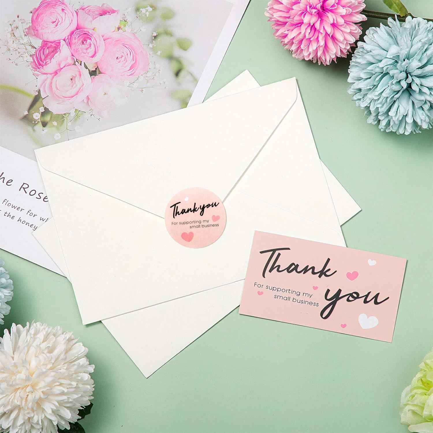 100 Pieces Thank You for Supporting My Small Business Card and 500 Pieces Stickers