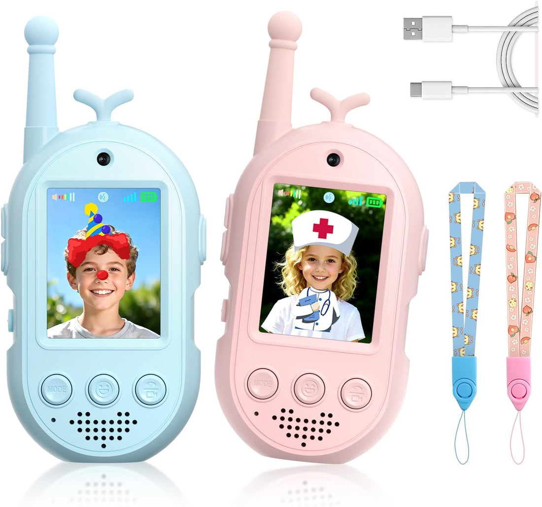 Upgraded Video Walkie Talkies for Kids, 2 Pack Rechargeable