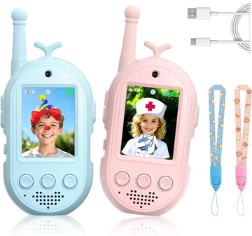 Upgraded Video Walkie Talkies for Kids, 2 Pack Rechargeable