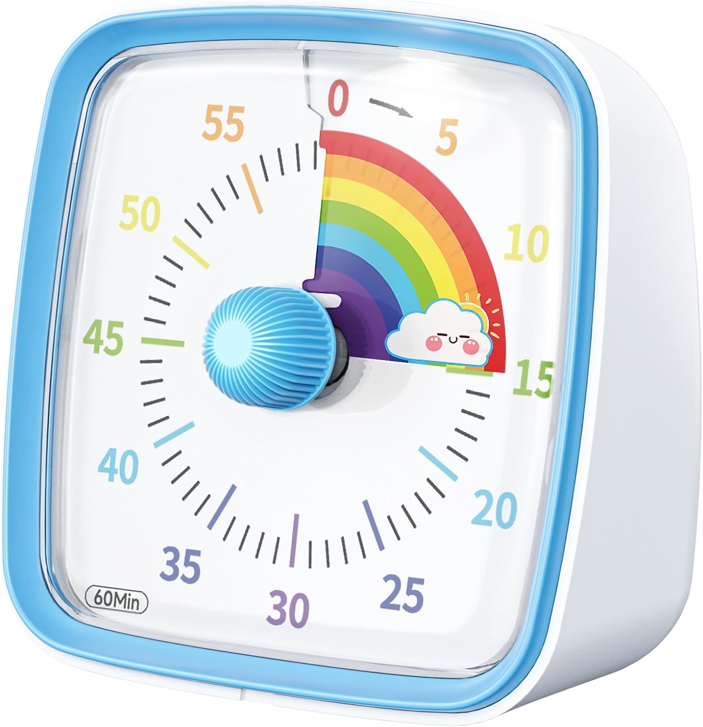 60-Minute Countdown Visual Timer with Night Light Blue-rainbow