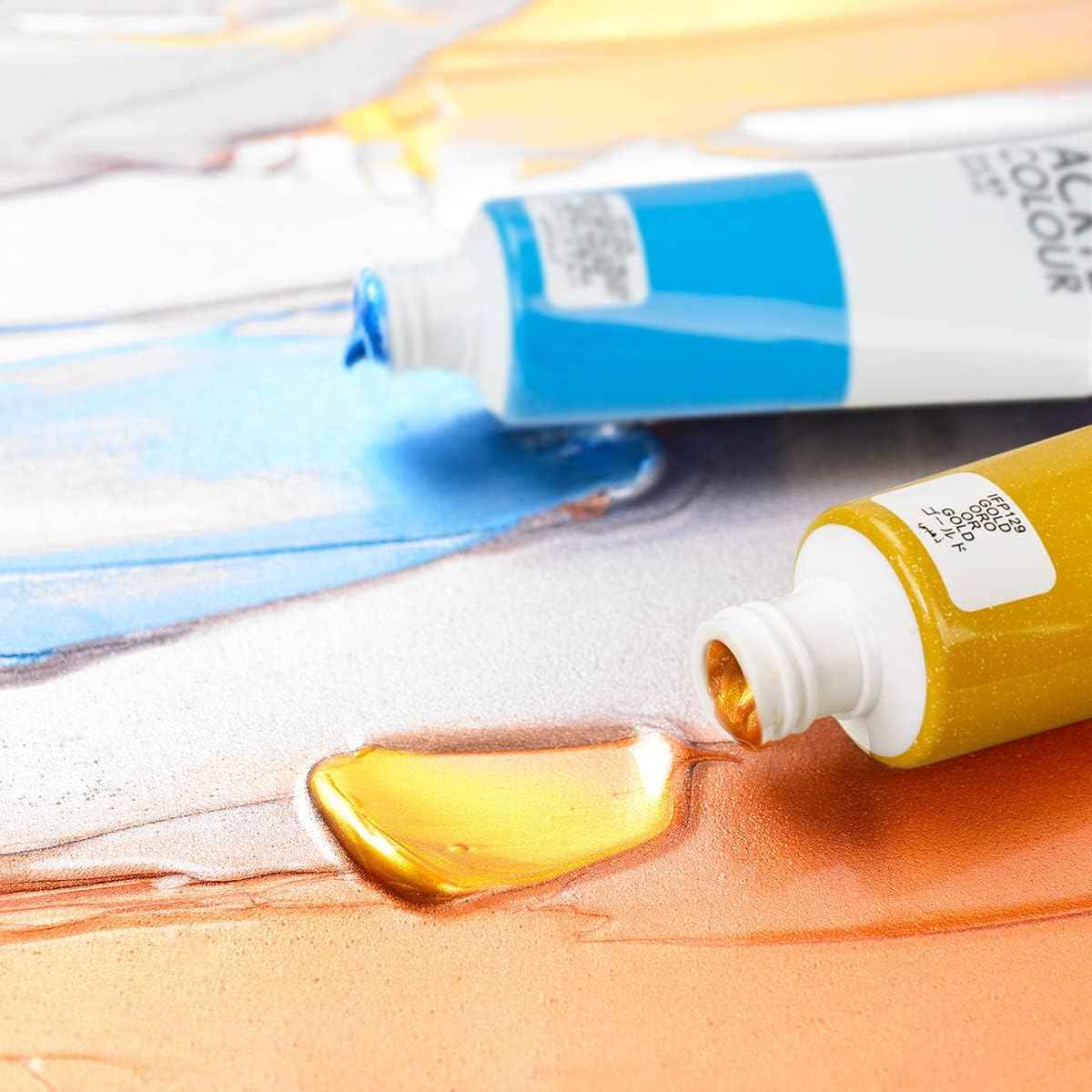 6 Acrylic Paint Art Supplies Set,75 ml Tubes,Metallic Color