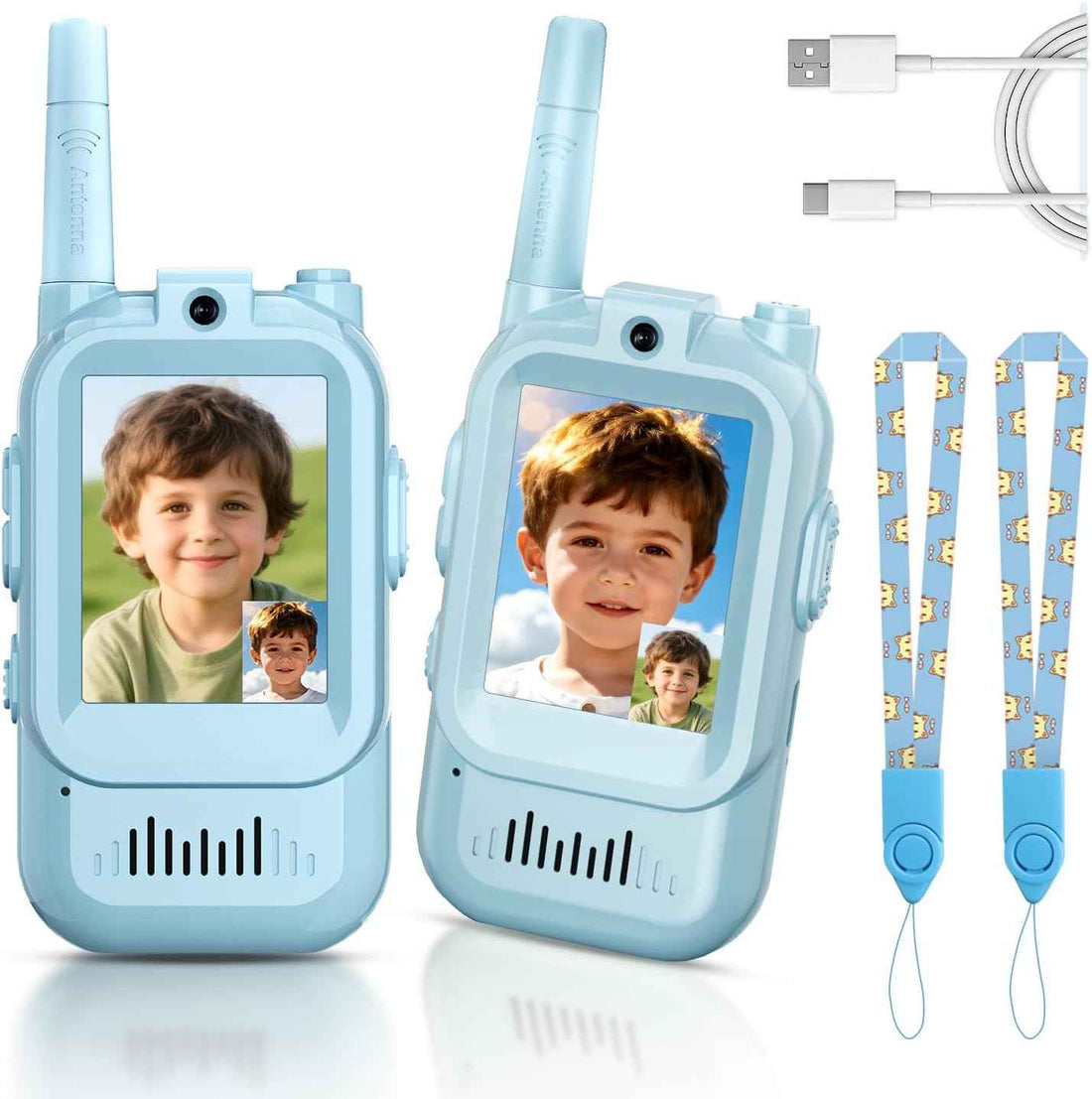 Video Walkie Talkies for Kids, Handheld 2 Pack Blue Pink