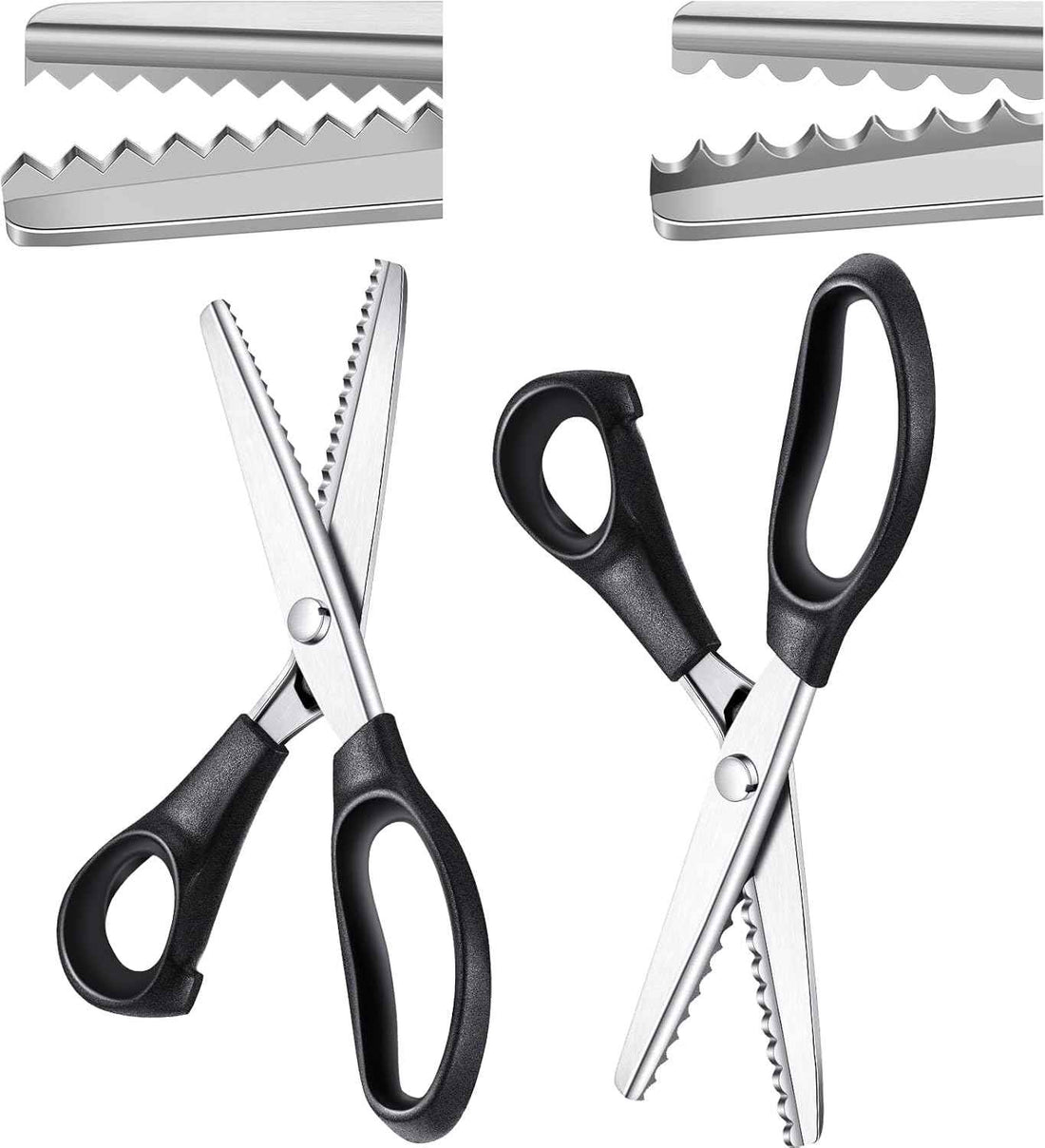 2Pcs Pinking Shears Scissors for Fabric Cutting 7mm 5mm