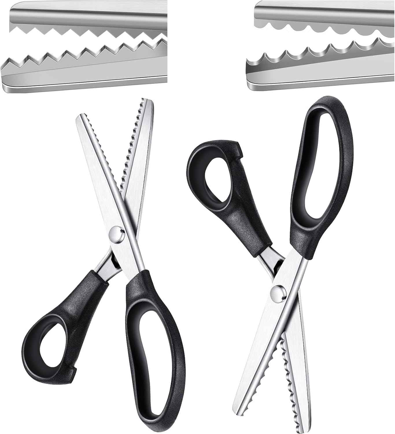 2Pcs Pinking Shears Scissors for Fabric Cutting 7mm 5mm