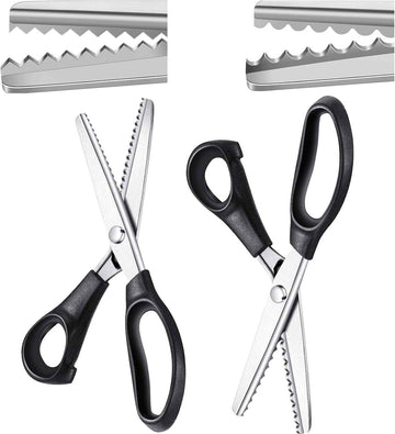2Pcs Pinking Shears Scissors for Fabric Cutting 7mm 5mm