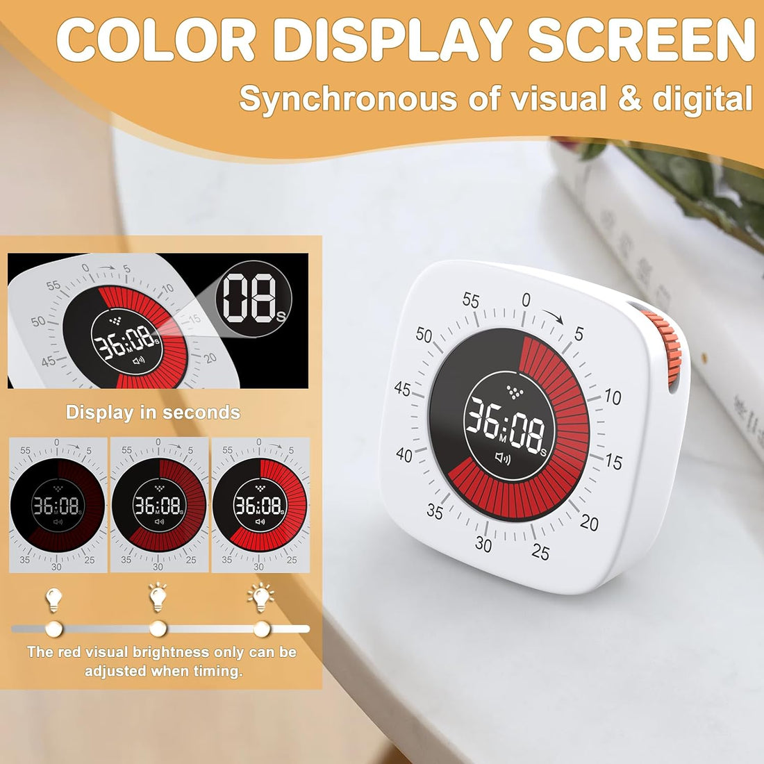 60 Minutes Digital Visual Timer Rechargeable White