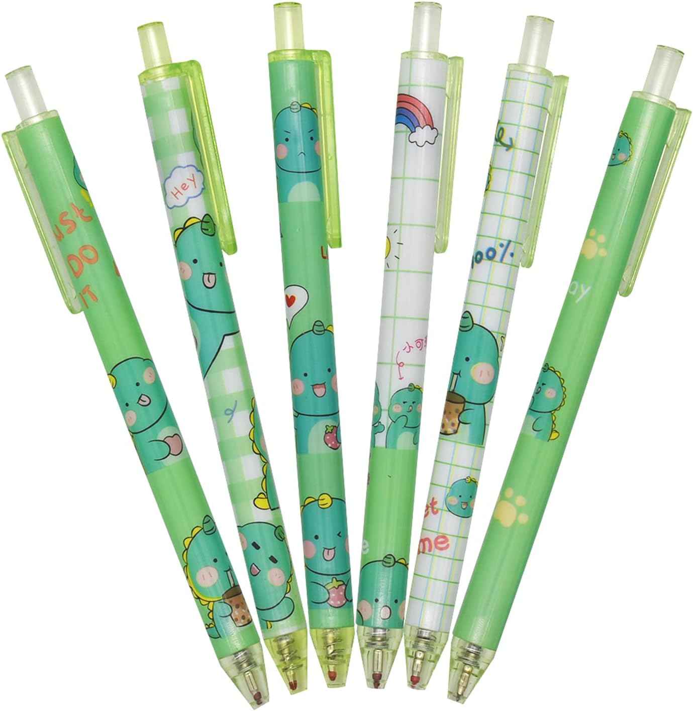 12PCS Cute Dinosaur Retractable Gel Pens For Kids School Supplies