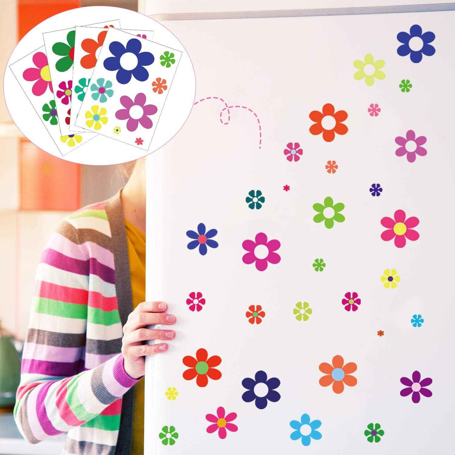 96 Pieces Car Flowers Stickers for Window Laptop Car Decoration