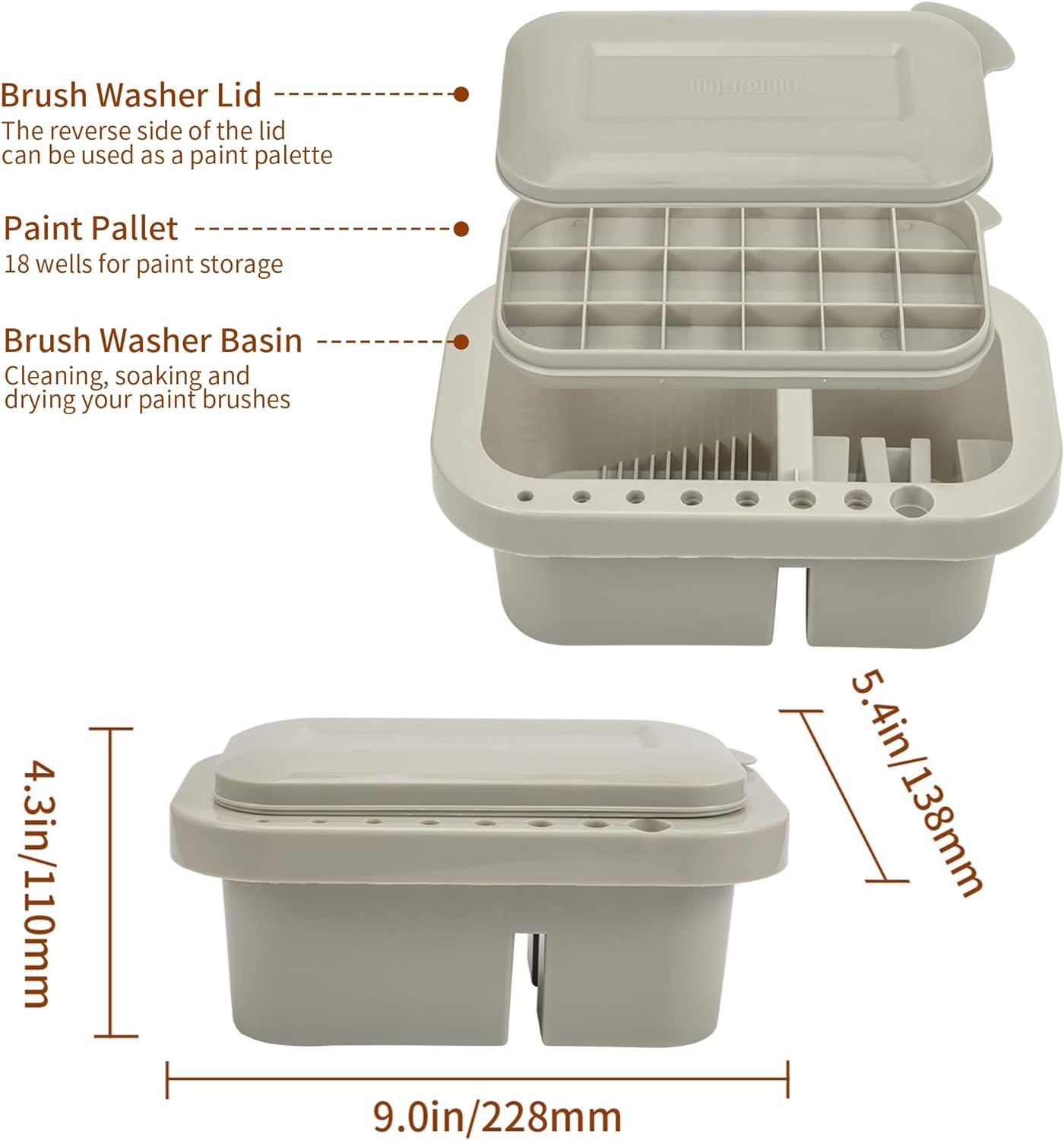 Paint Brush Cleaner Holder and Organizers with Palette