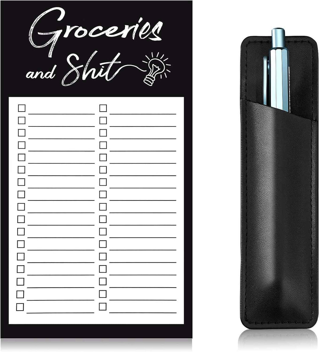 Grocery List Memo Magnet Refrigerator Notepad with 1 Piece Pen Holder