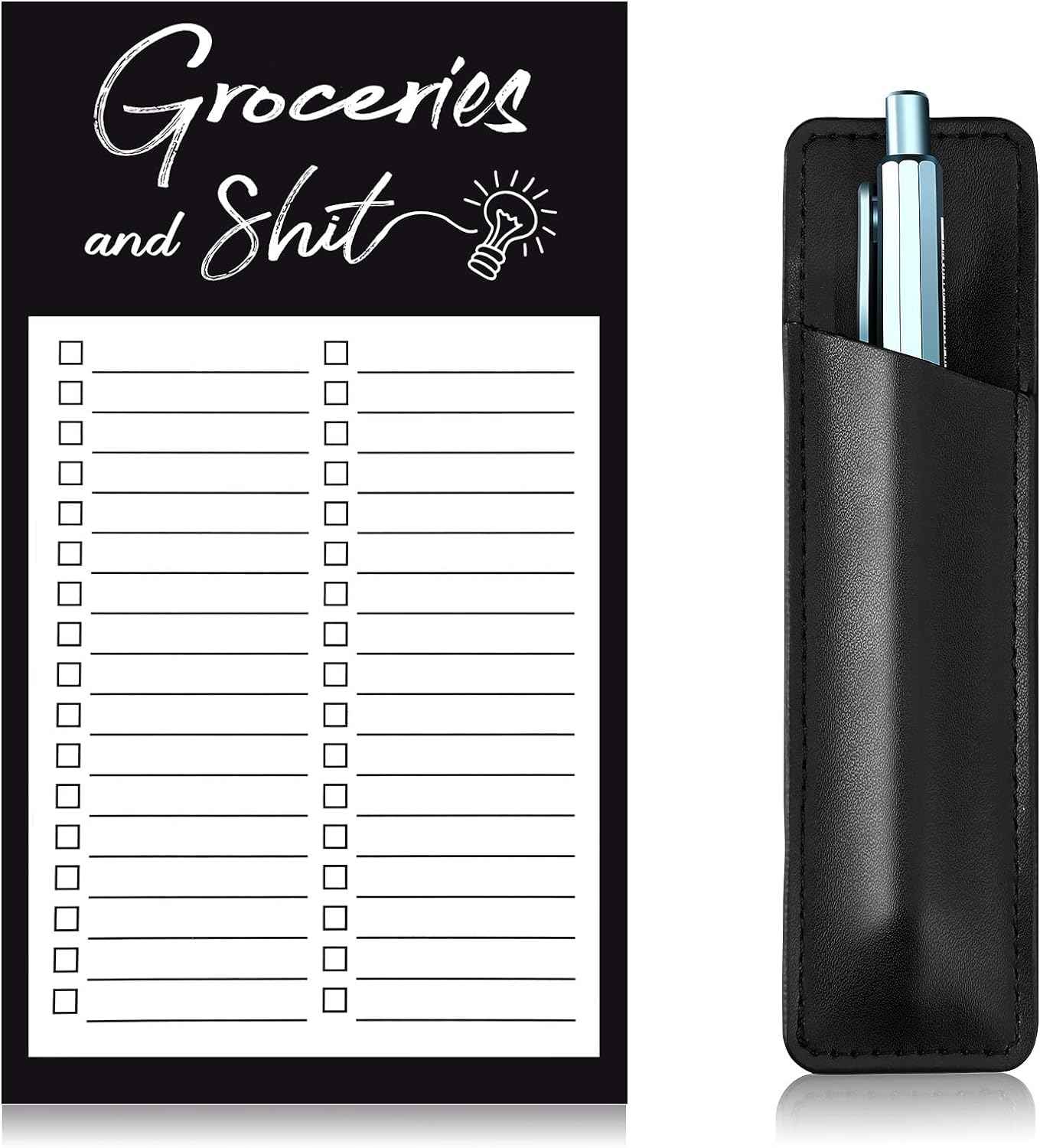 Grocery List Memo Magnet Refrigerator Notepad with 1 Piece Pen Holder