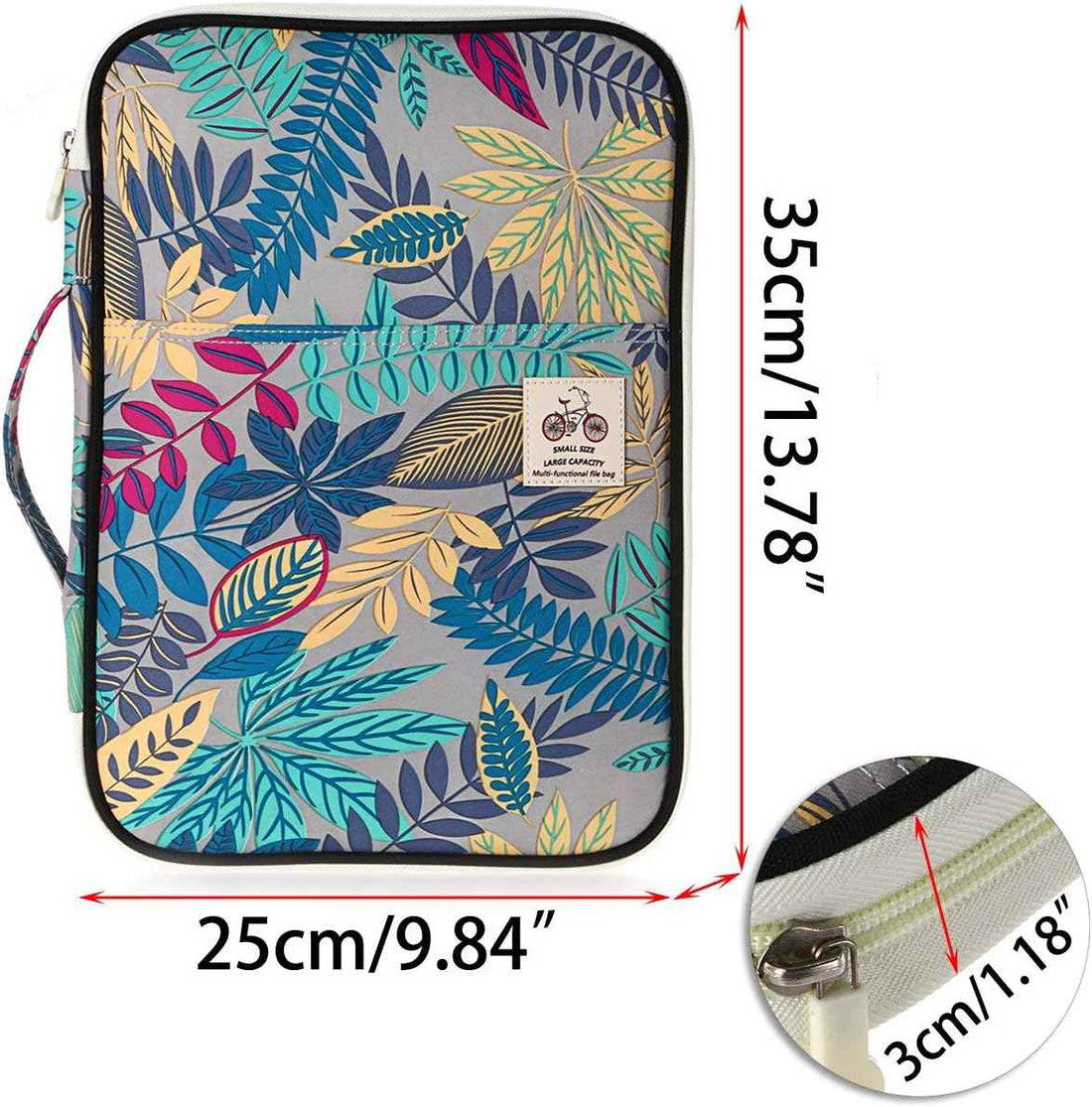 A4 Document Bags Portfolio Organizer-Zippered Case Green+grey