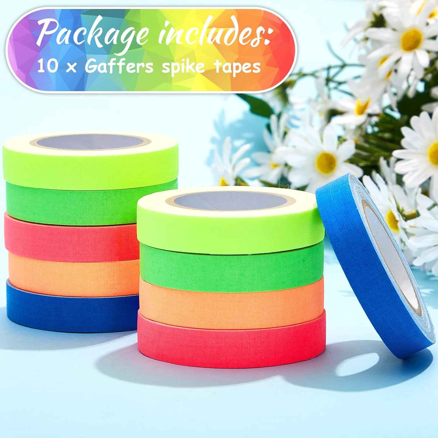 10Pcs Spike Tape Multicolor Bright UV Reflective Tape 15mm x 5m