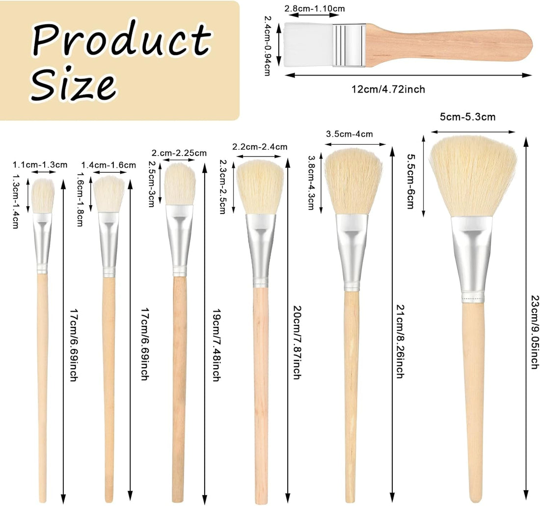 7PCS Mop Art Brushes for Acrylic Painting Goat Hair