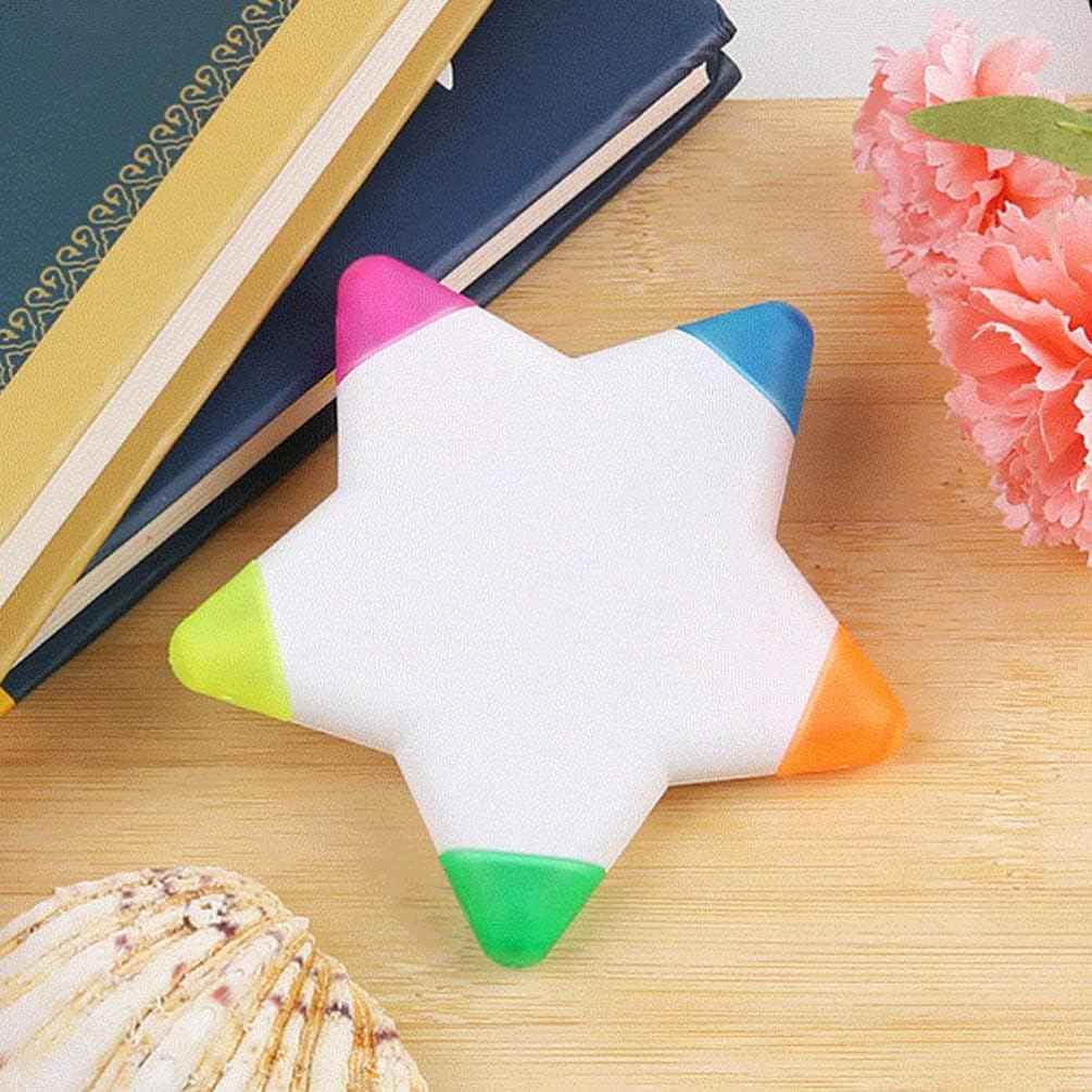 10Pcs Star Shape Watercolor Highlighter 5 In 1 Color Fluorescent Pens