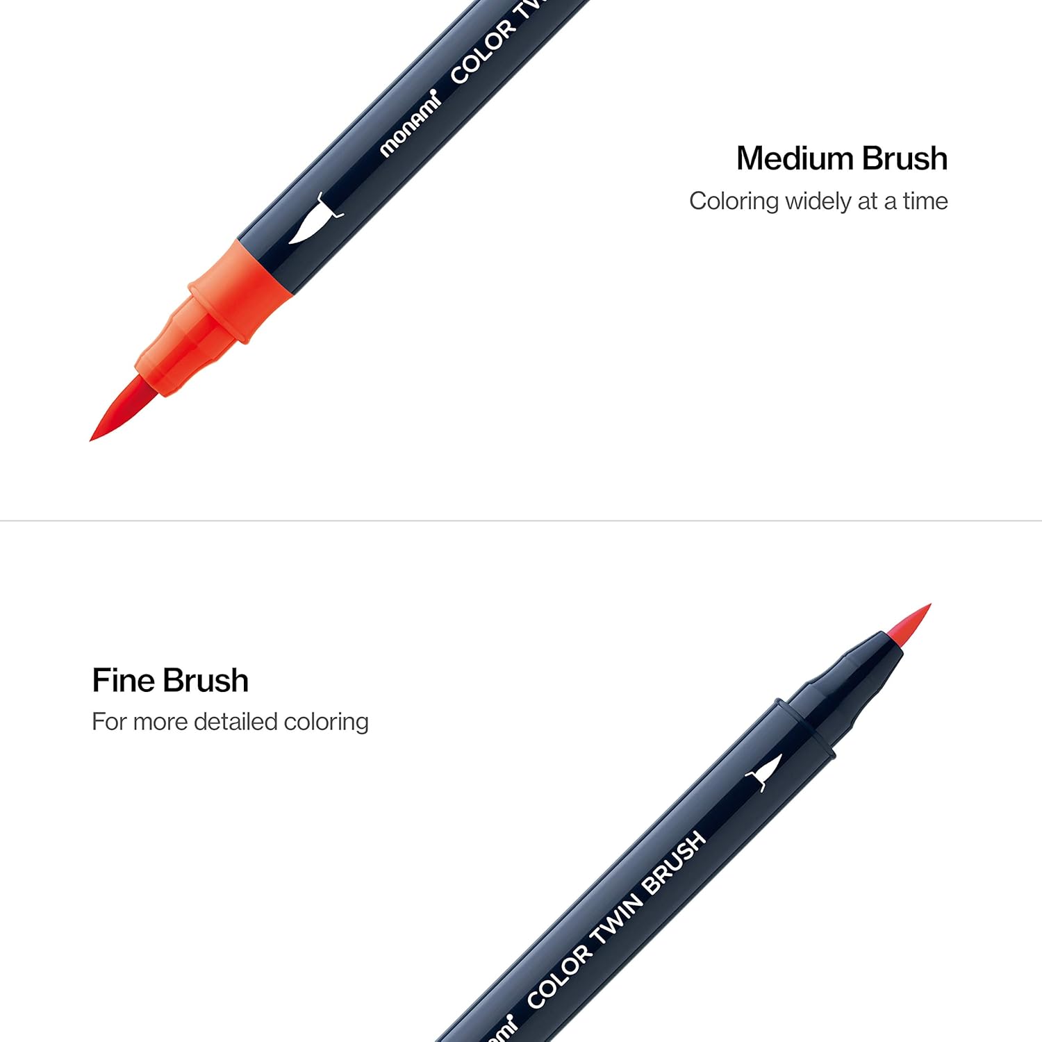 MONAMI Color Twin Brush Marker Pens,Flower Color 6-Pack