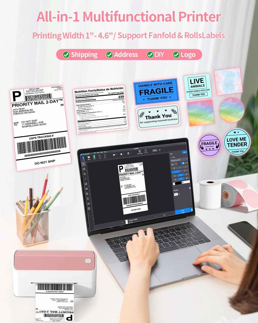 Phomemo 241BT Bluetooth Thermal Label Shipping Printer 4x6