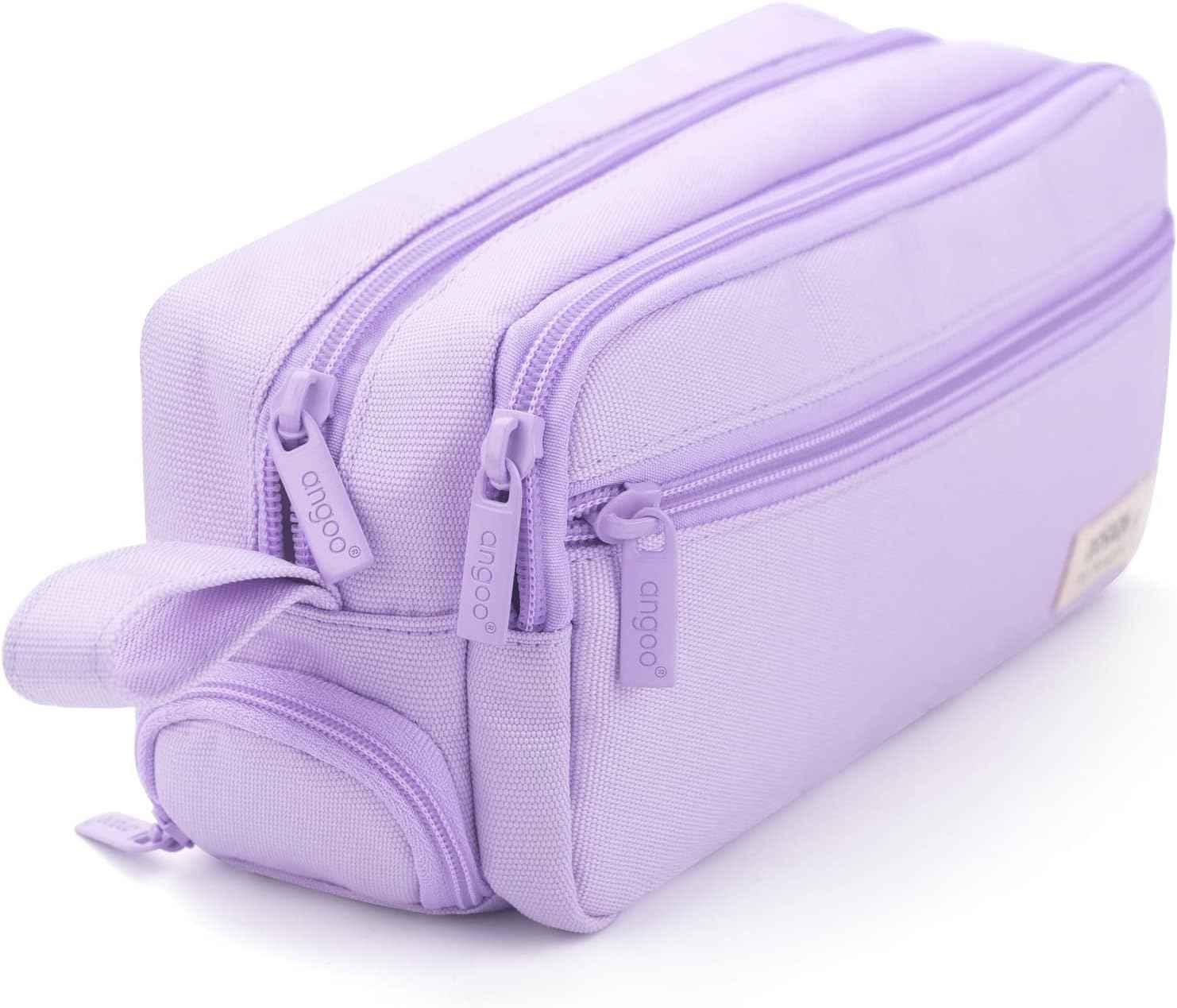 Large Pencil Case High Capacity Holder Box Storage Bag Purple