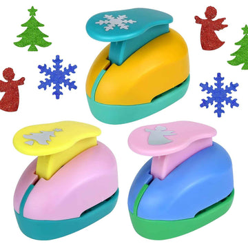 3Pcs 1 Inch Paper Punches with Christmas Tree Snowflakes Craft Hole Shapes