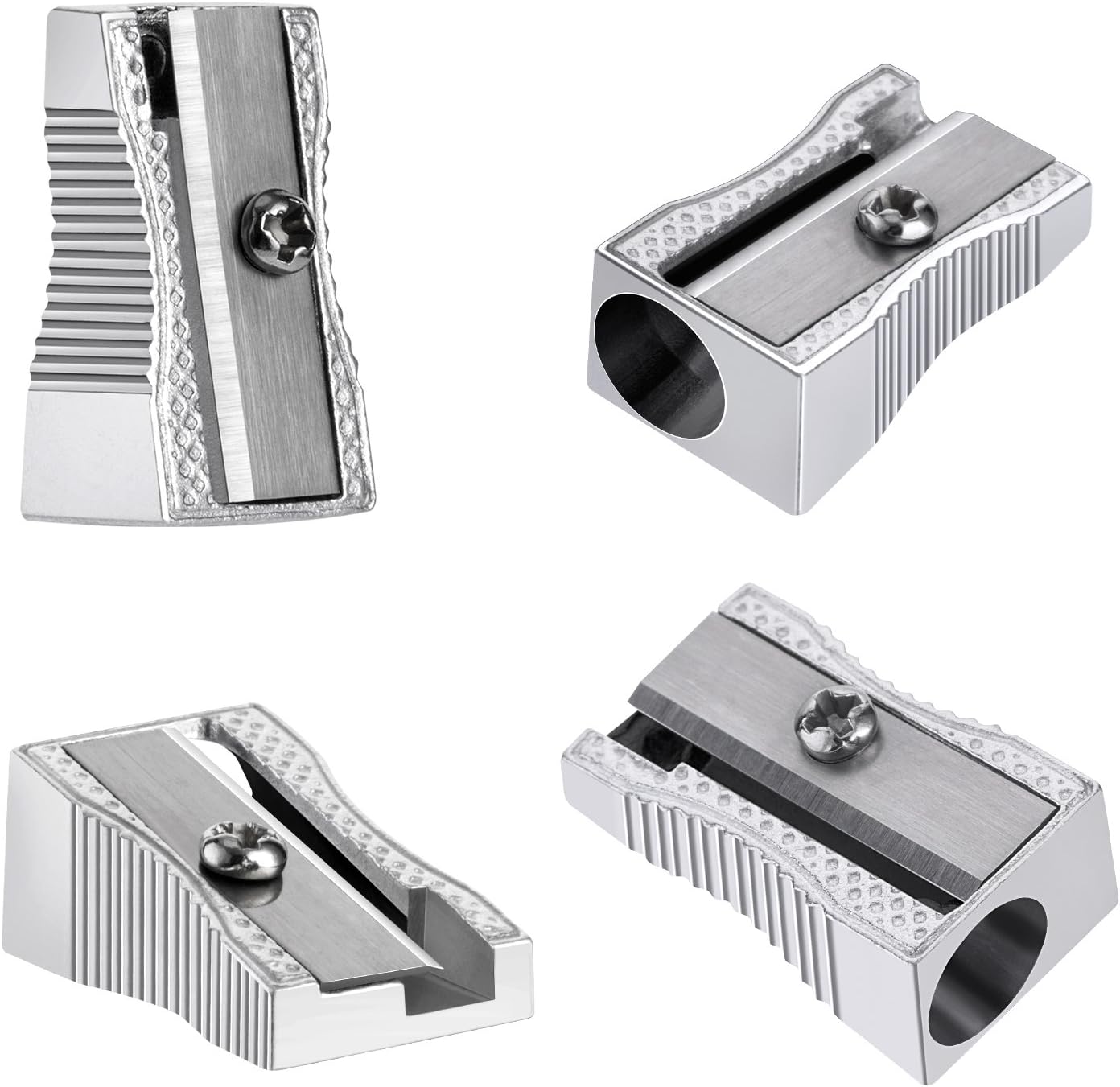 48 Pack Handheld Metal Mini Manual Pencil Sharpeners Silver