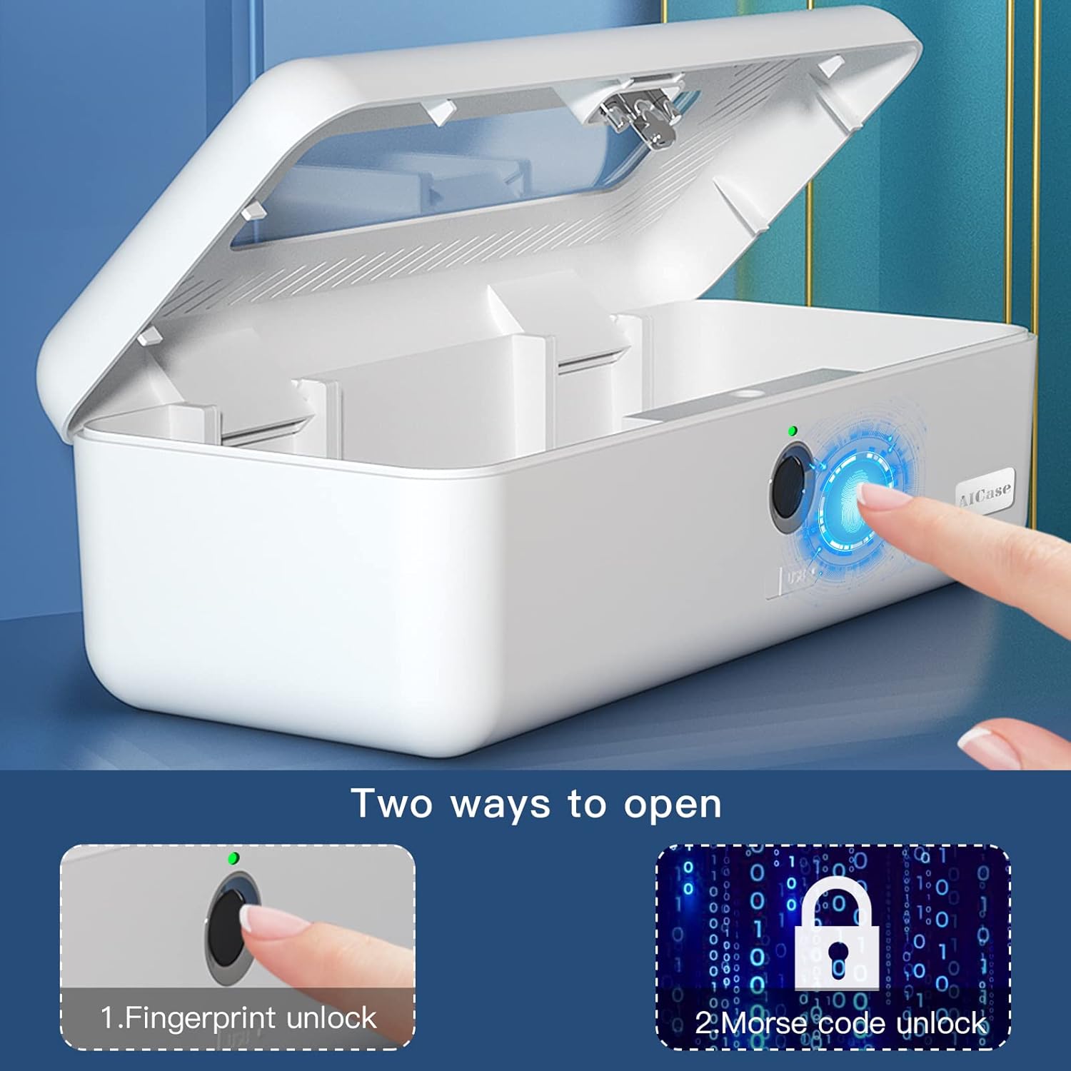 Biometric Fingerprint Storage Box Pen Money Jewelry Safe for Office