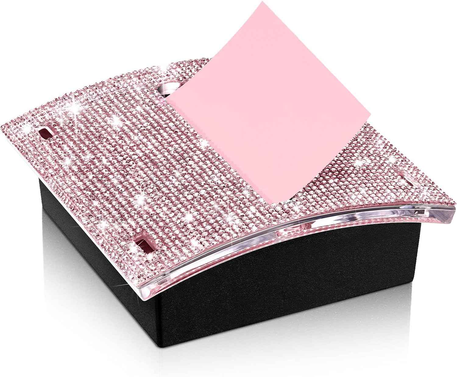 Rhinestone Self Stick Notepad Holders 4x4 Inches Memo Note Dispenser Pink