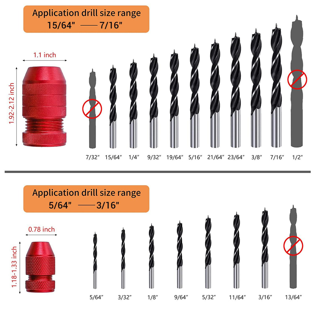 RUITOOL Drill Depth Stop for Drill Bits 2 Size Pack