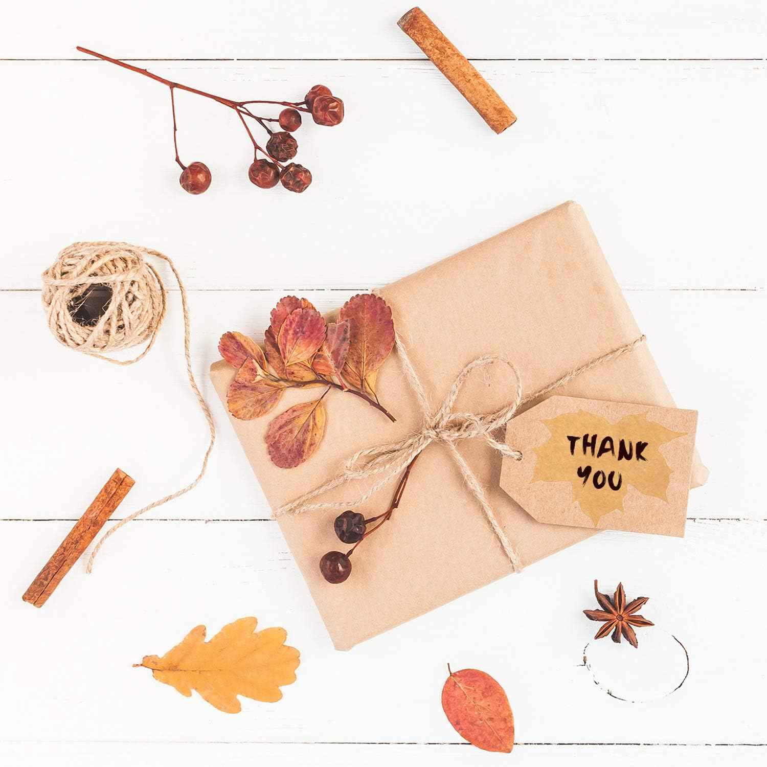 200 Pieces Thanksgiving Fall Leaves Autumn Kraft Paper Labels Stickers